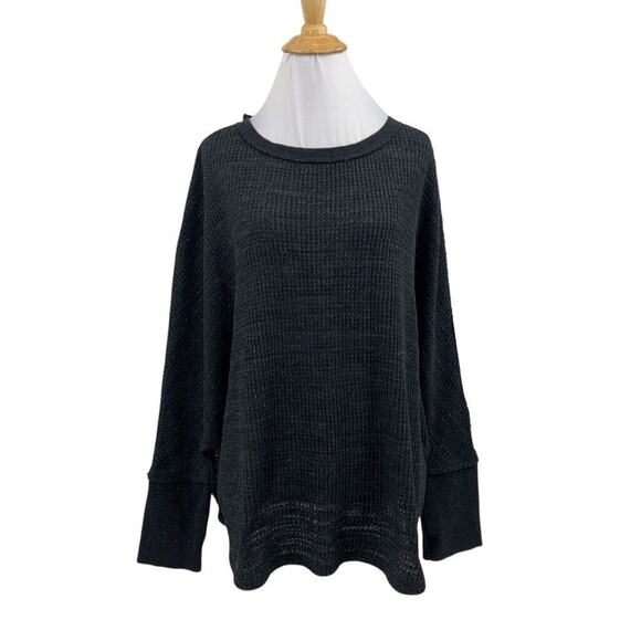 Postmark Sweater Womens Medium Dark Gray Slouchy Waffle Dolman Sleeve Pullover - Picture 1 of 14